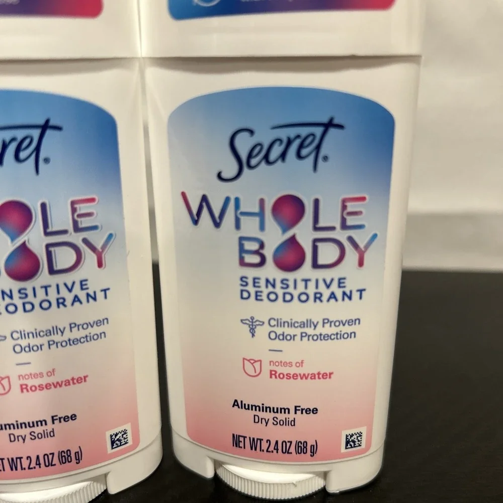 LOT‎ (2) SECRET WHOLE BODY ROSEWATER SENSITIVE DEODORANT DRY SOLID 2.4 OZ